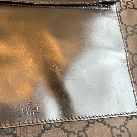 Gucci Brown & Black Tote w/GG Pattern Canvas/Leather & Dual Canvas Straps - Picture 12 of 13